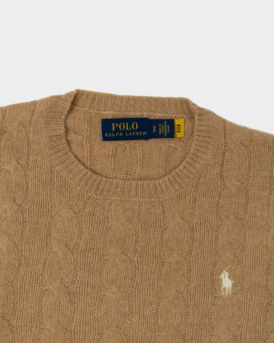 סריג צמות קאמל מצמר Polo Ralph Lauren