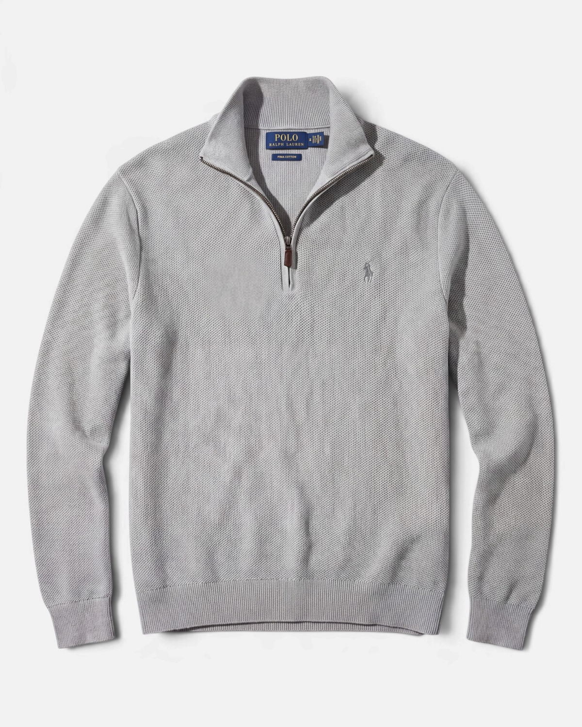 סריג חצי רוכסן אפור בהיר לוגו אפור Polo Ralph Lauren