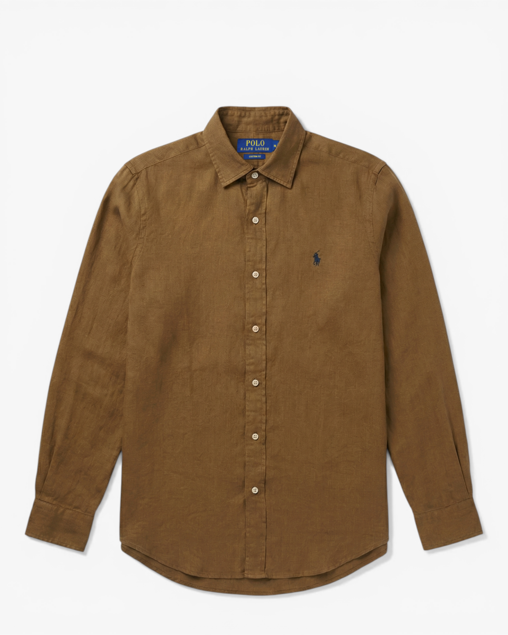 חולצת פשתן חום קפה לוגו נייבי Polo Ralph Lauren