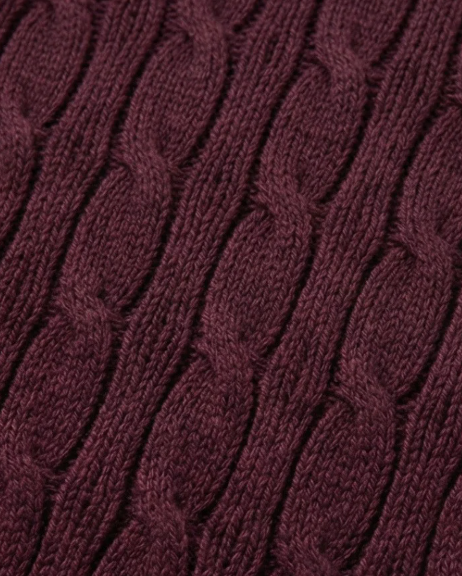 סריג צמות בורדו לנשים מכותנה Polo Ralph Lauren