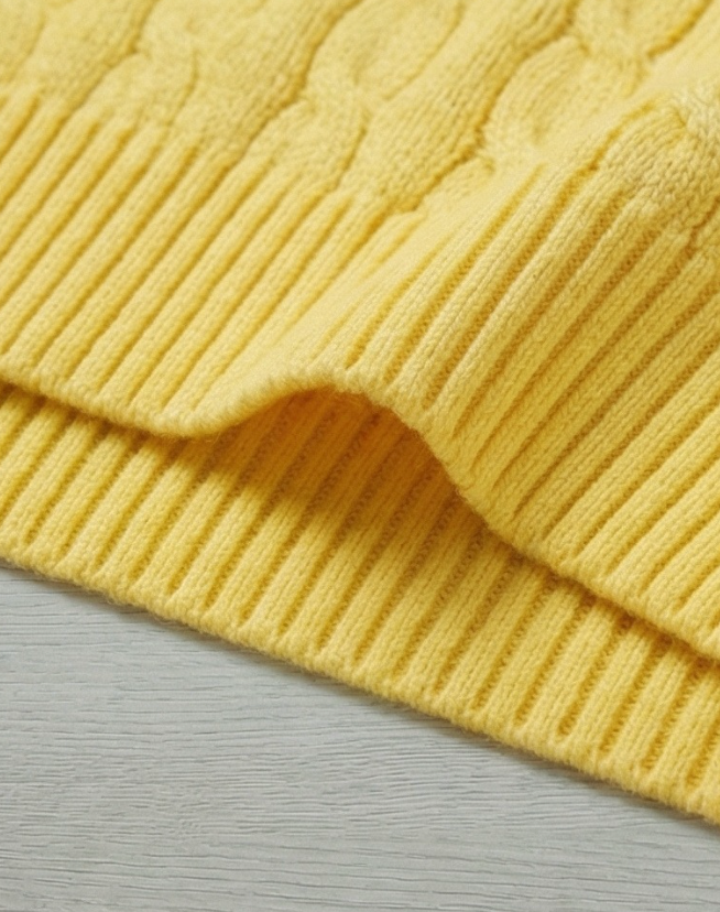 סריג צמות צהוב חמאה מכותנה Polo Ralph Lauren