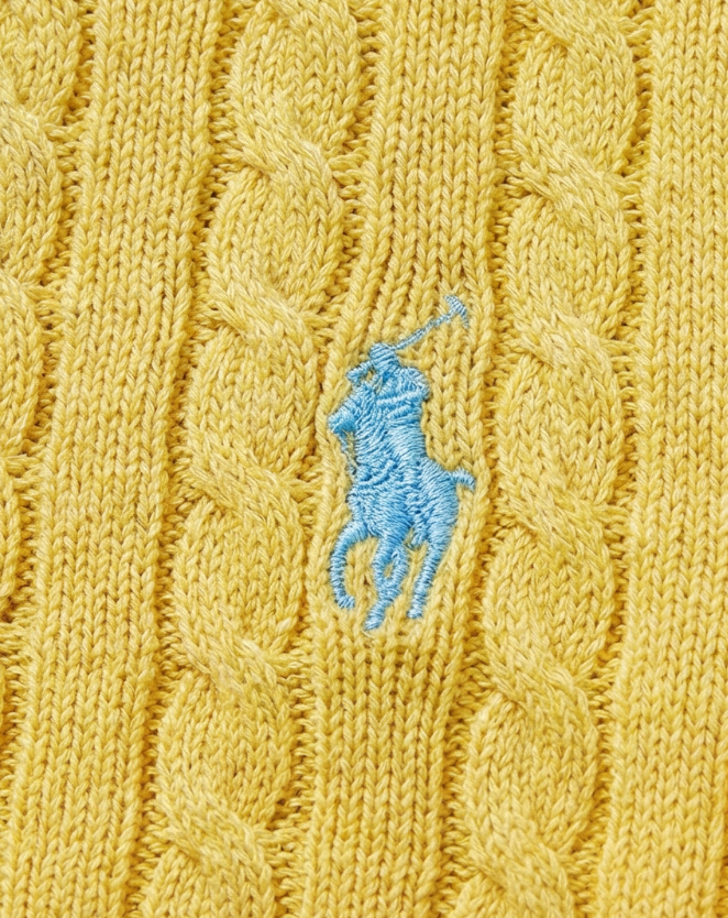 קרדיגן צמות צהוב מכותנה לנשים Polo Ralph Lauren