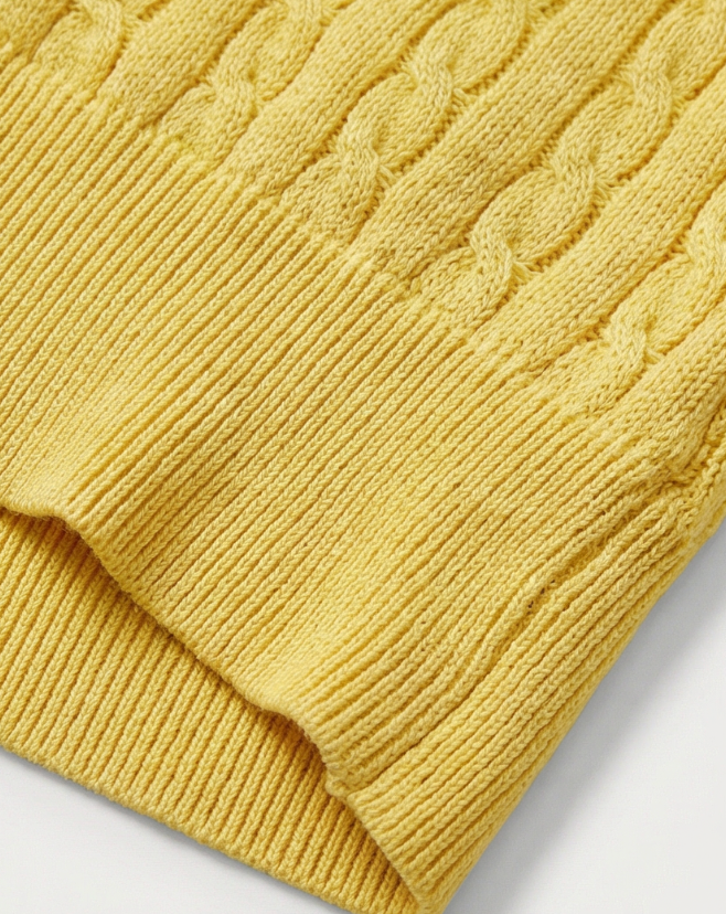 קרדיגן צמות צהוב מכותנה לנשים Polo Ralph Lauren