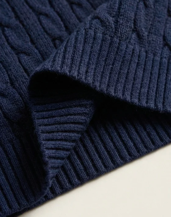 סריג צמות נייבי v מכותנה Polo Ralph Lauren