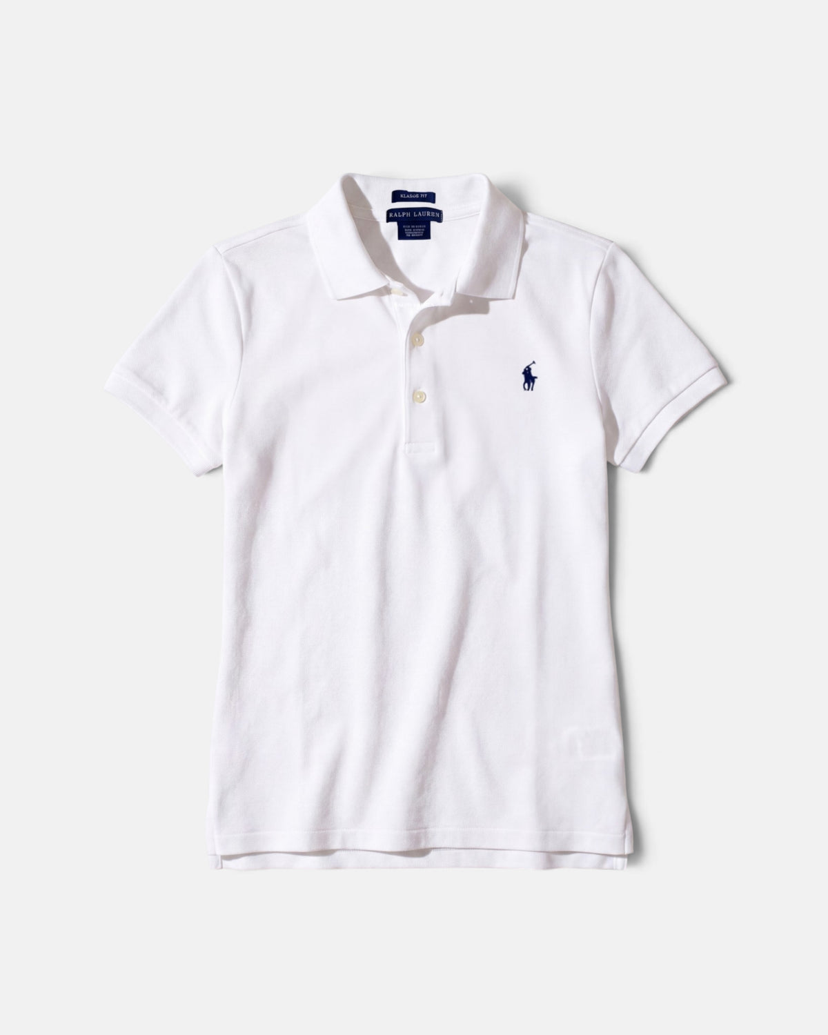 חולצת פולו בד פיקה לבנה לנשים לוגו נייבי Polo Ralph Lauren