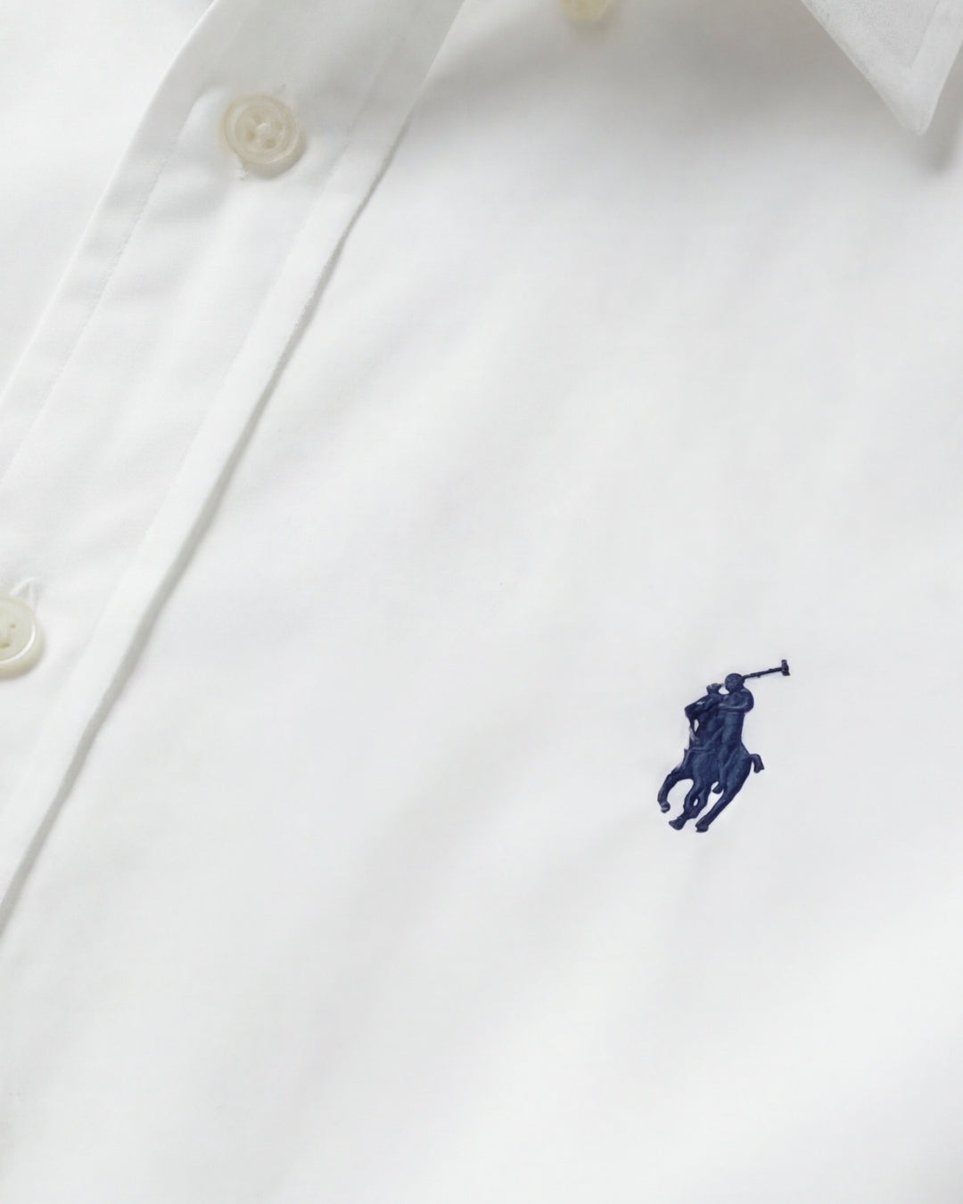 מכופתרת כותנה לבנה לוגו נייבי Polo Ralph Lauren