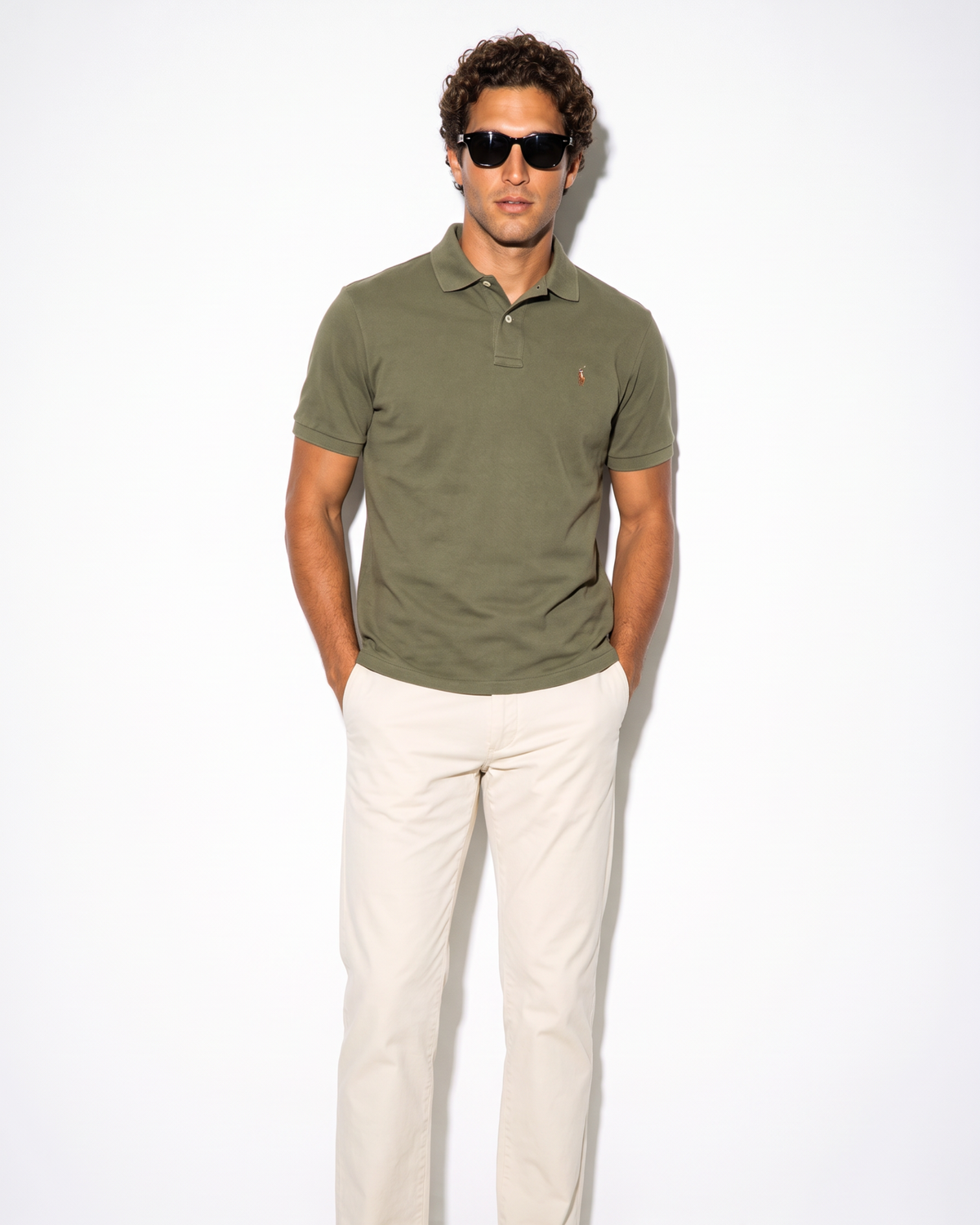 חולצת פולו ירוק זית לוגו צבעוני Polo Ralph Lauren