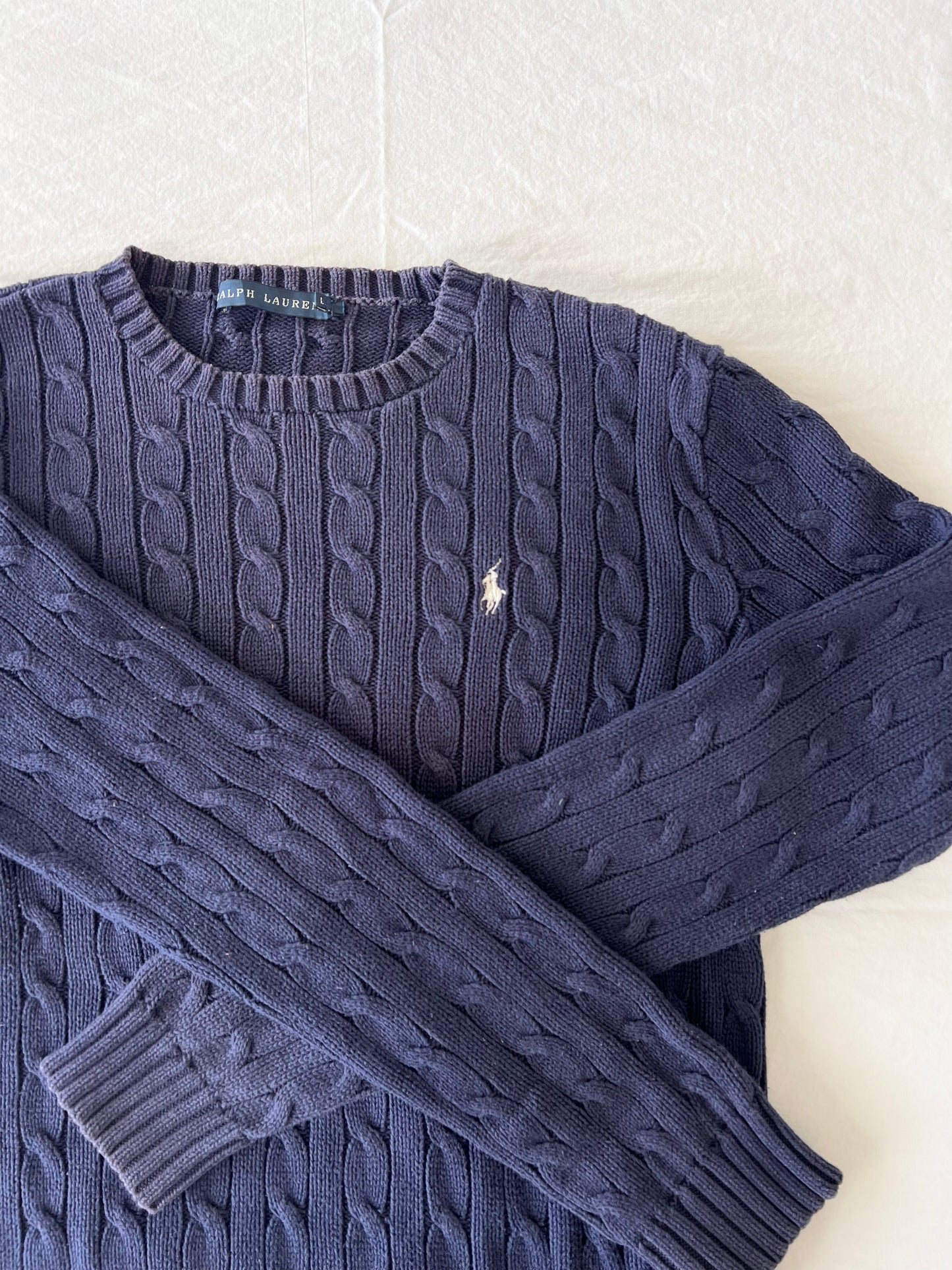 Navy cable knit sweater