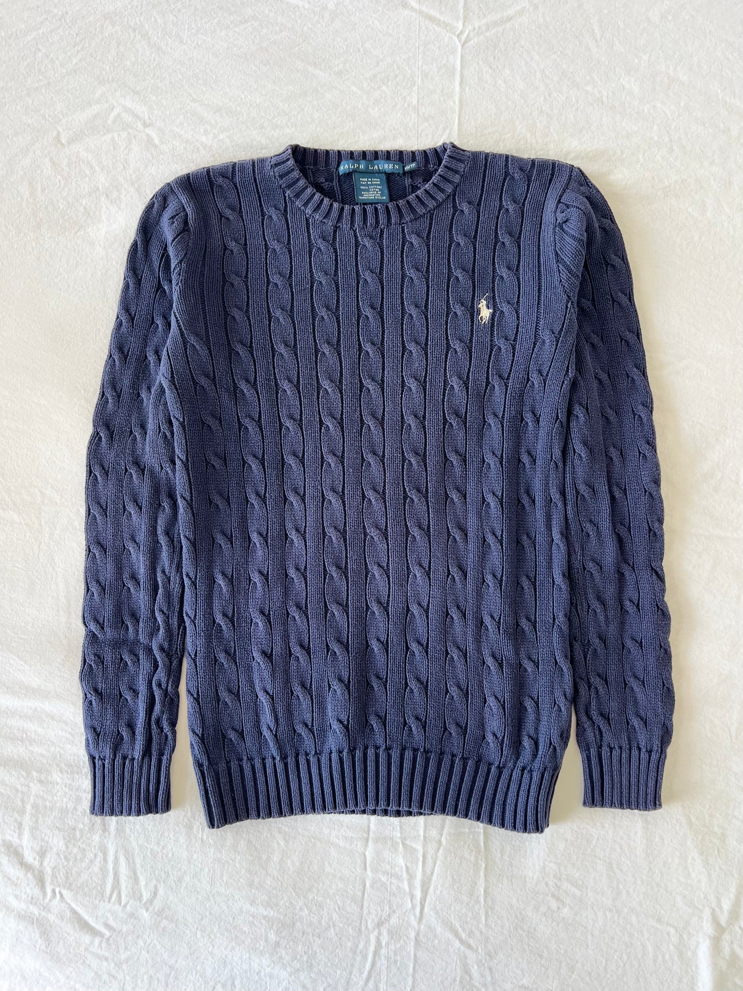 Navy cable knit sweater