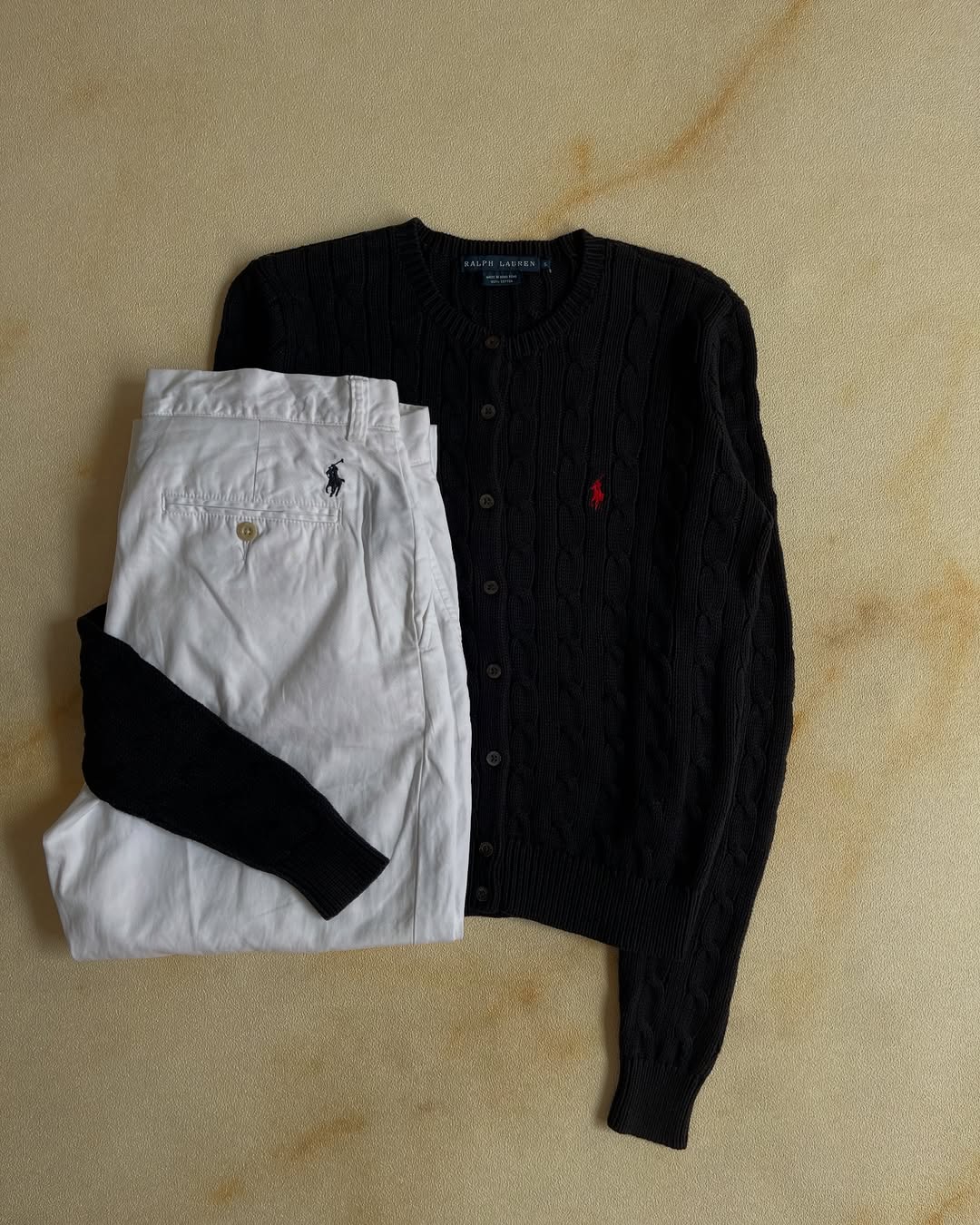 Cardigan cable knit Ralph lauren - Black&Red