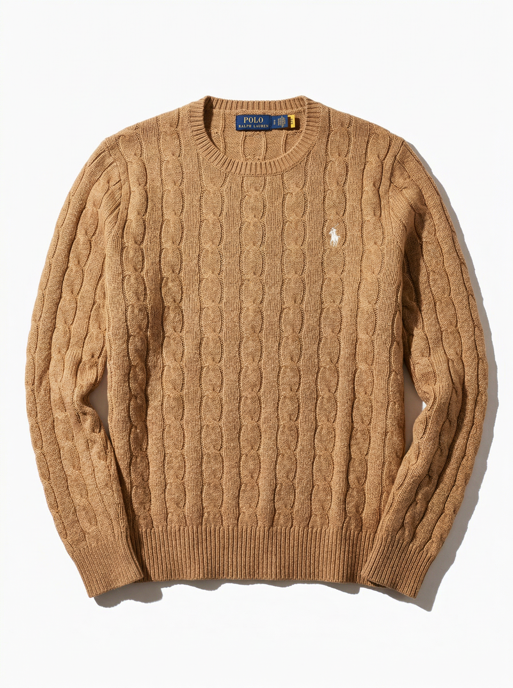 סריג צמות קאמל מצמר Polo Ralph Lauren