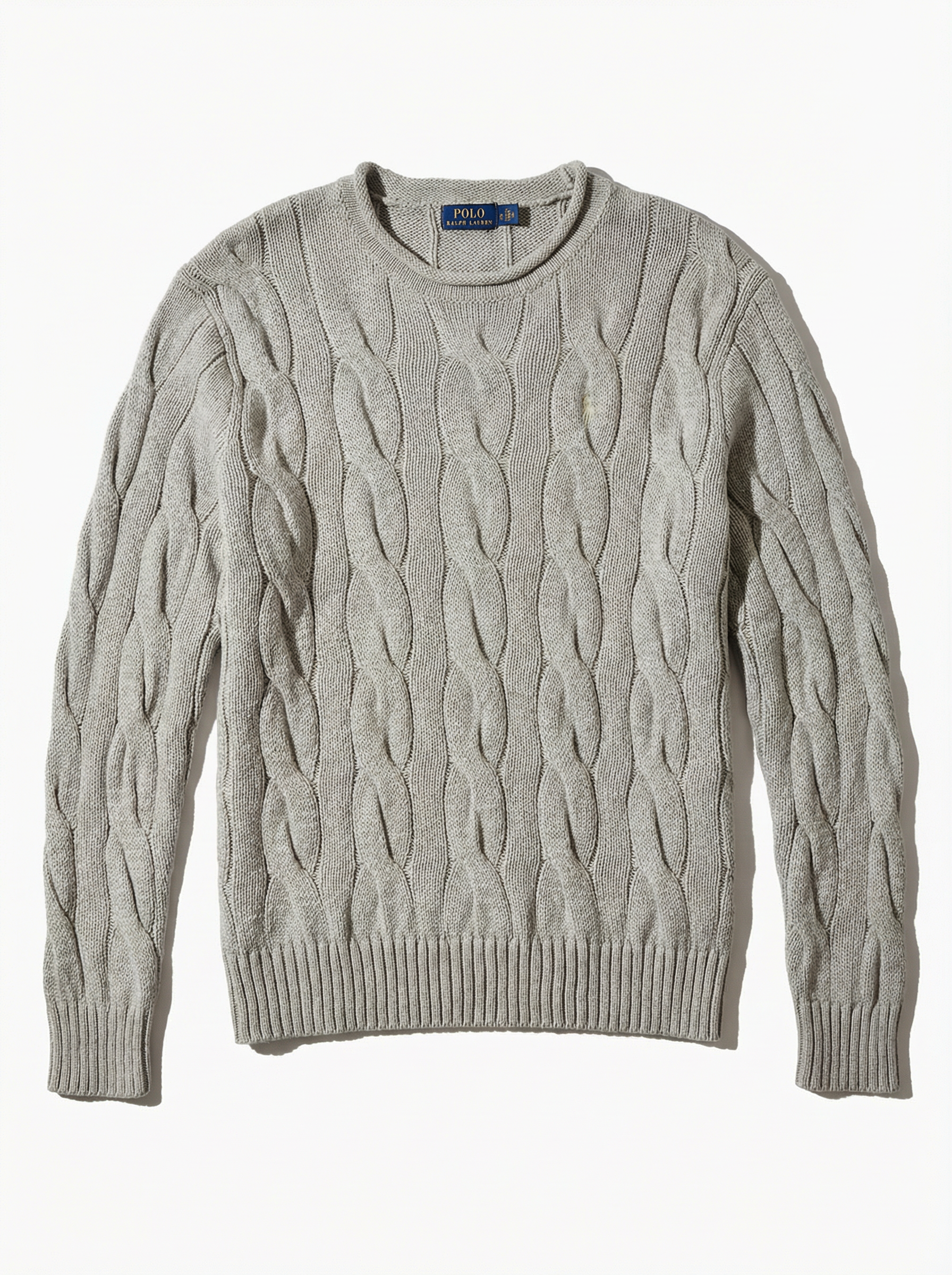 סריג צמות אפור מכותנה Polo Ralph Lauren