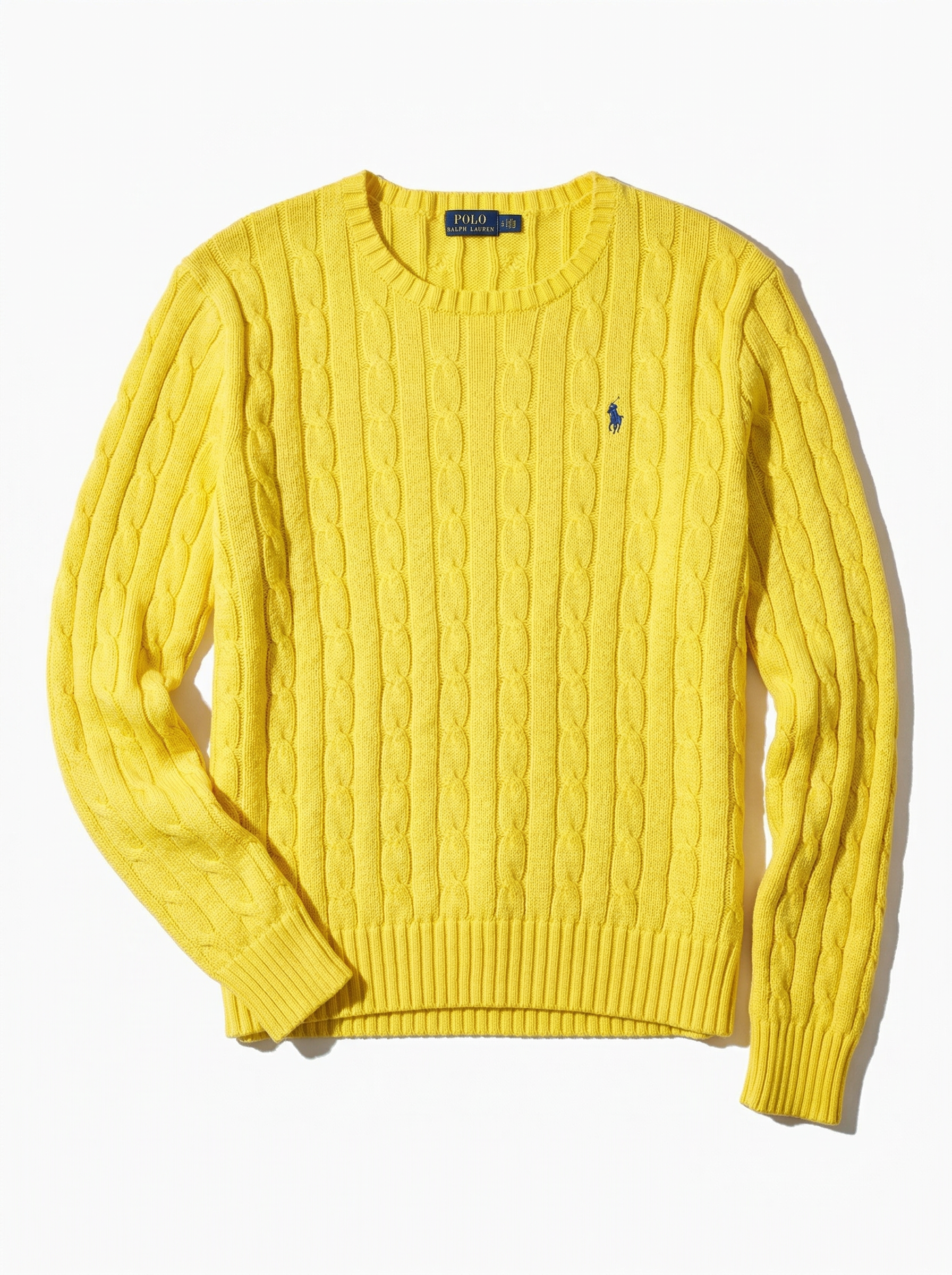 סריג צמות צהוב לנשים מכותנה Polo Ralph Lauren