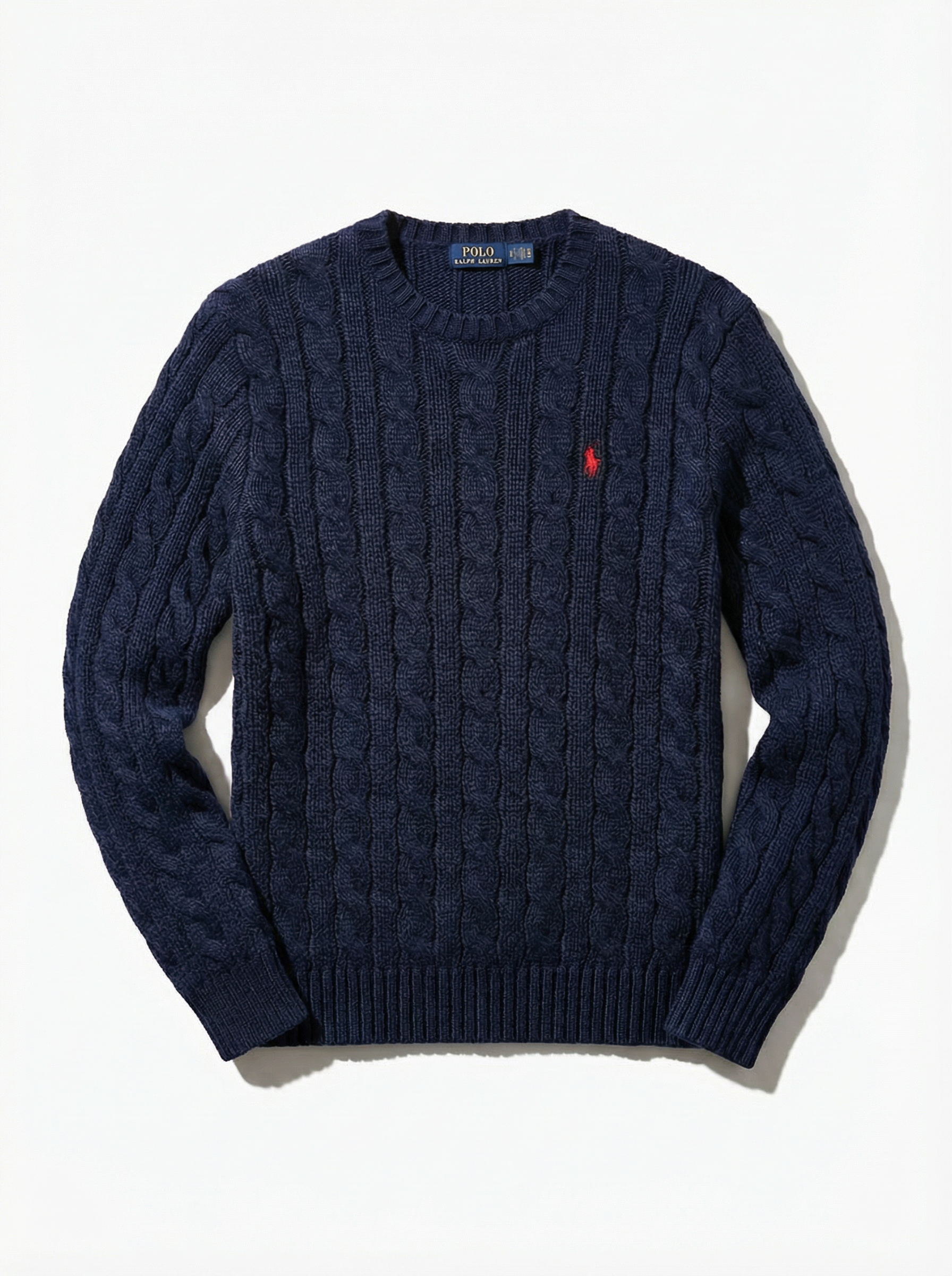 סריג צמות עבות נייבי מכותנה Polo Ralph Lauren