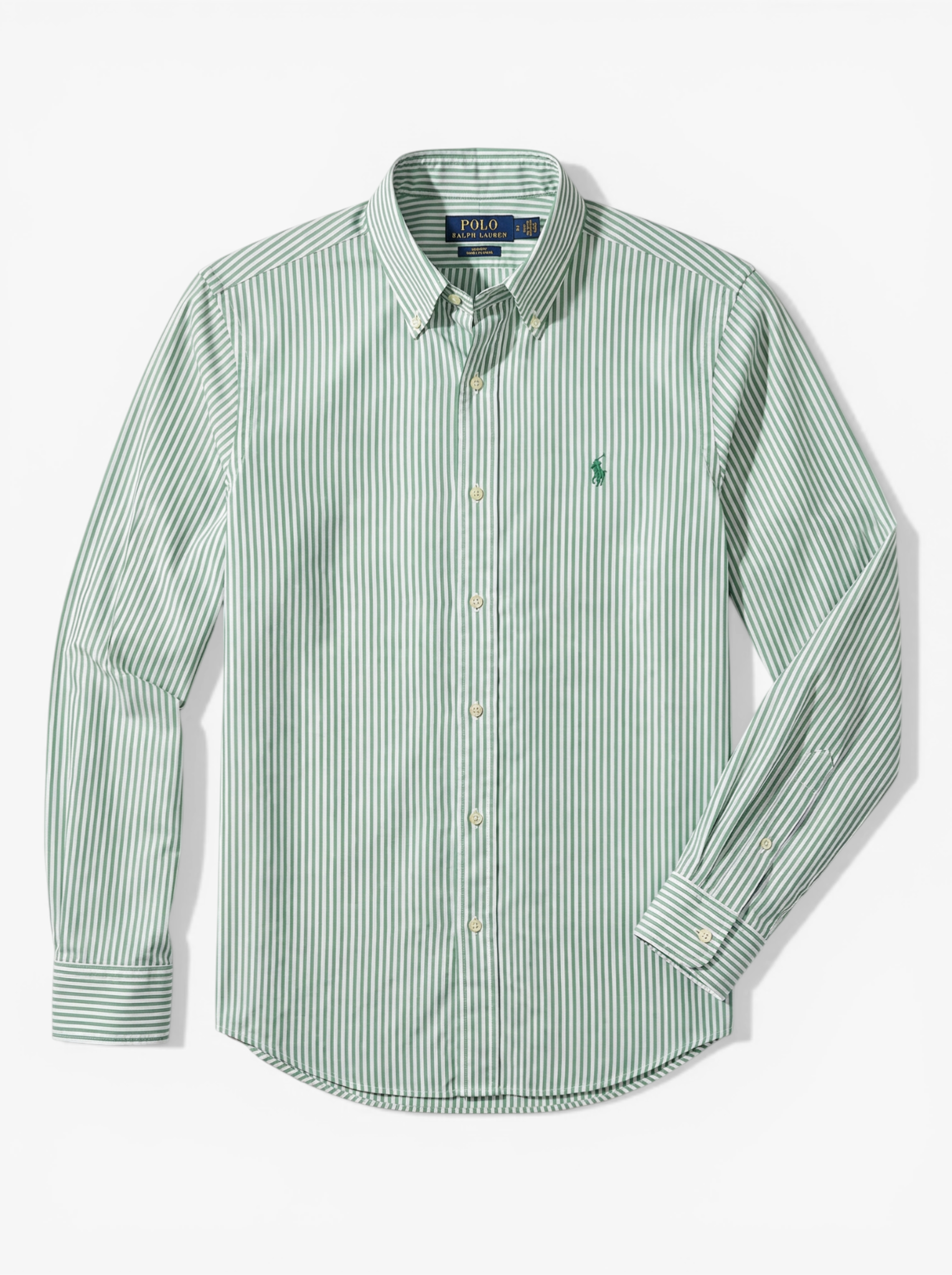 מכופתרת כותנה פסים ירוק-לבן לוגו ירוק Polo Ralph Lauren