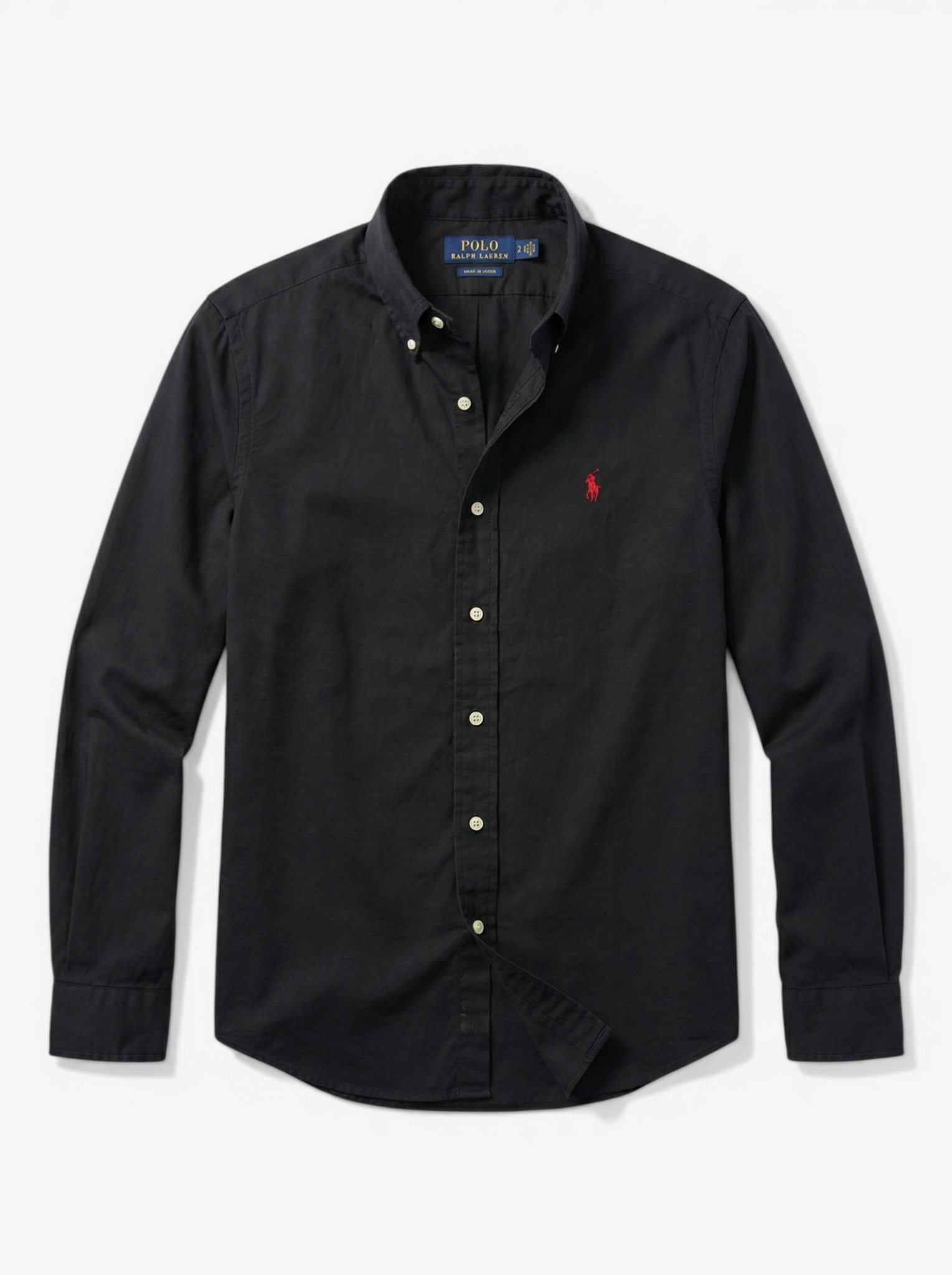 מכופתרת כותנה שחורה לוגו אדום Polo Ralph Lauren