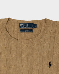 RL Camel Cable Knit Sweater & Black Logo (L)