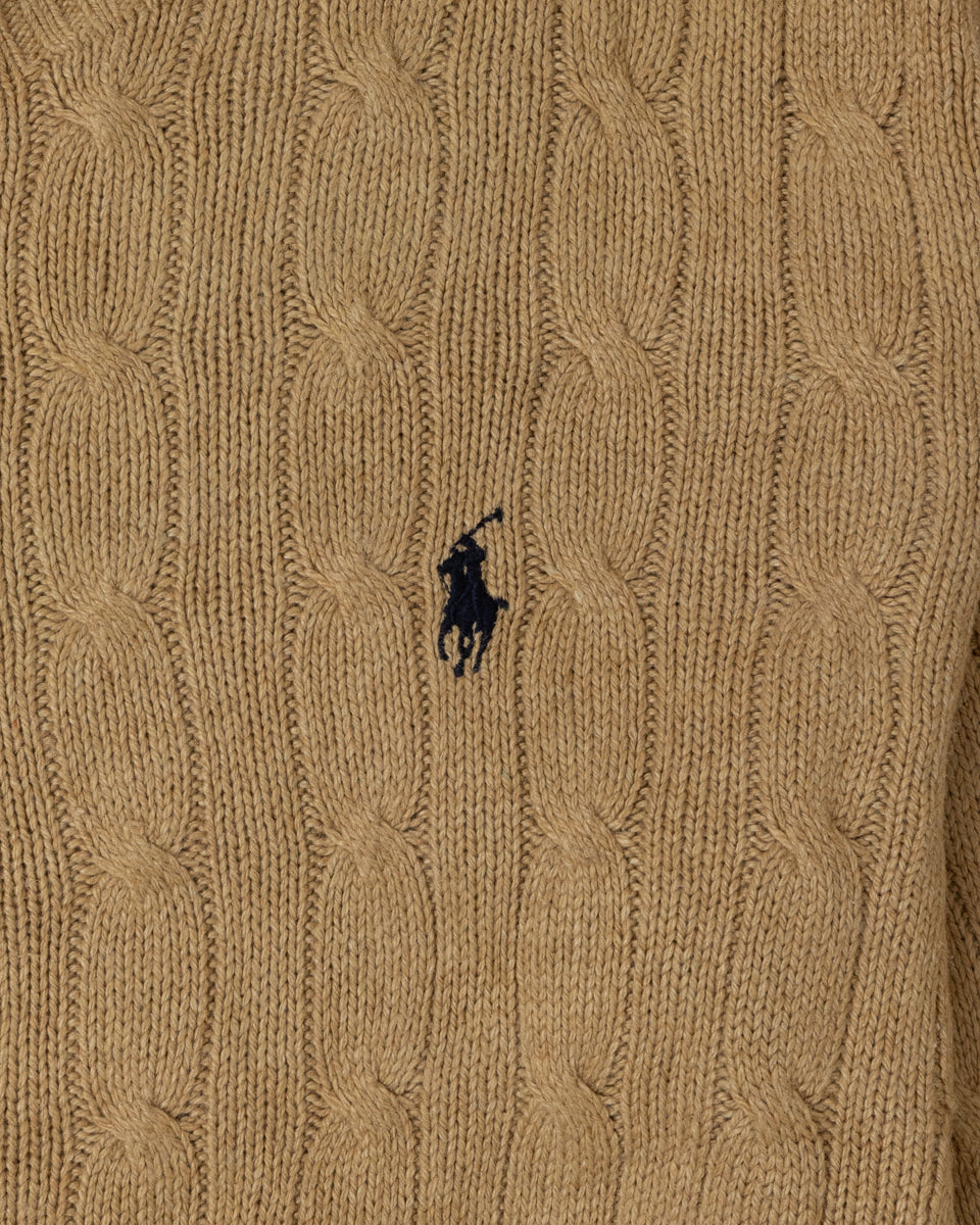 RL Camel Cable Knit Sweater & Black Logo (L)