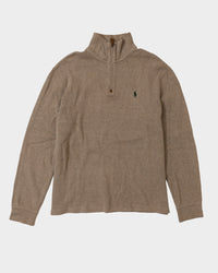 RL Taupe Half-Zip Sweater & Green Logo (M)