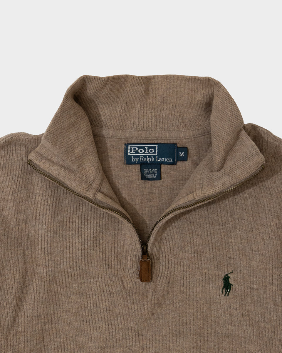 RL Taupe Half-Zip Sweater & Green Logo (M)