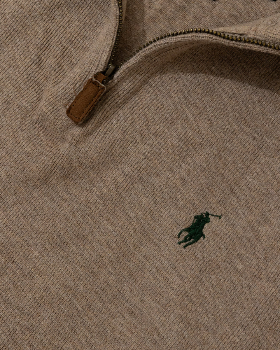 RL Taupe Half-Zip Sweater & Green Logo (M)