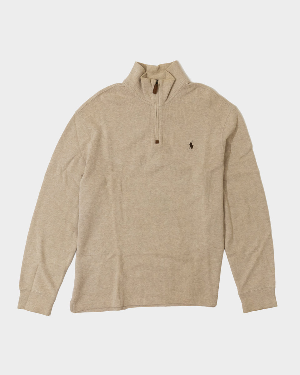 RL Light Beige Half-Zip Sweater & Dark Logo (L)