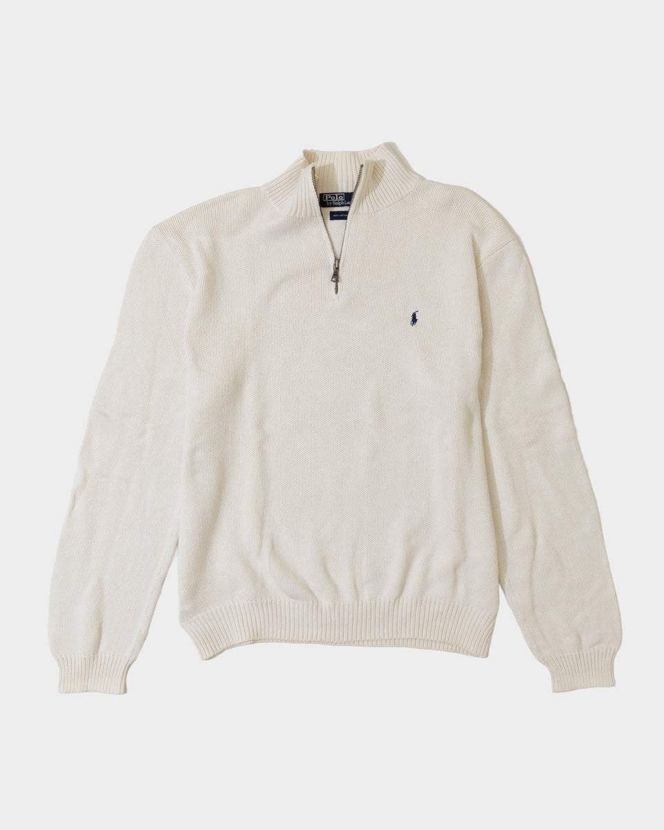 RL White Half-Zip Sweater & Navy Logo (L)