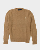 RL Camel Cable Knit Sweater & White Logo (S)