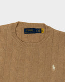 RL Camel Cable Knit Sweater & White Logo (S)