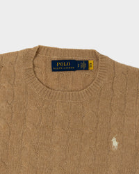 RL Camel Cable Knit Sweater & White Logo (S)