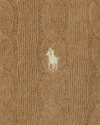 RL Camel Cable Knit Sweater & White Logo (S)