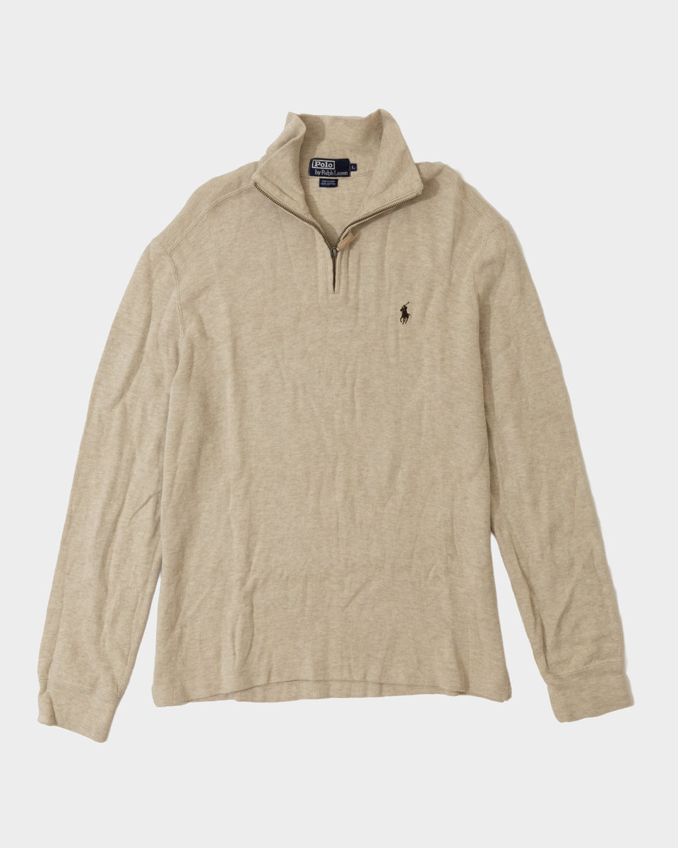 RL Cream Half-Zip Sweater & Dark Brown Logo (L)