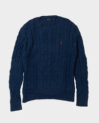 RL Navy Cable Knit Sweater & Red Logo (L)