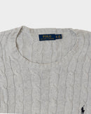 RL Light Grey Cable Knit Sweater & Navy Logo (XL)