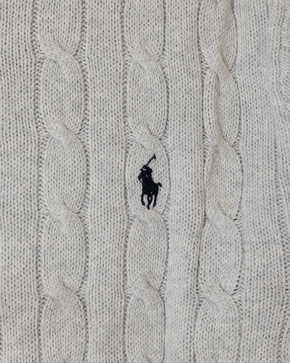 RL Light Grey Cable Knit Sweater & Navy Logo (XL)