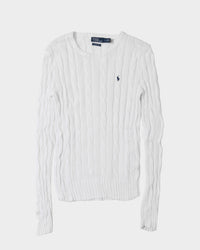 RL White Cable Knit Sweater & Navy Logo (S)