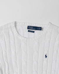 RL White Cable Knit Sweater & Navy Logo (S)