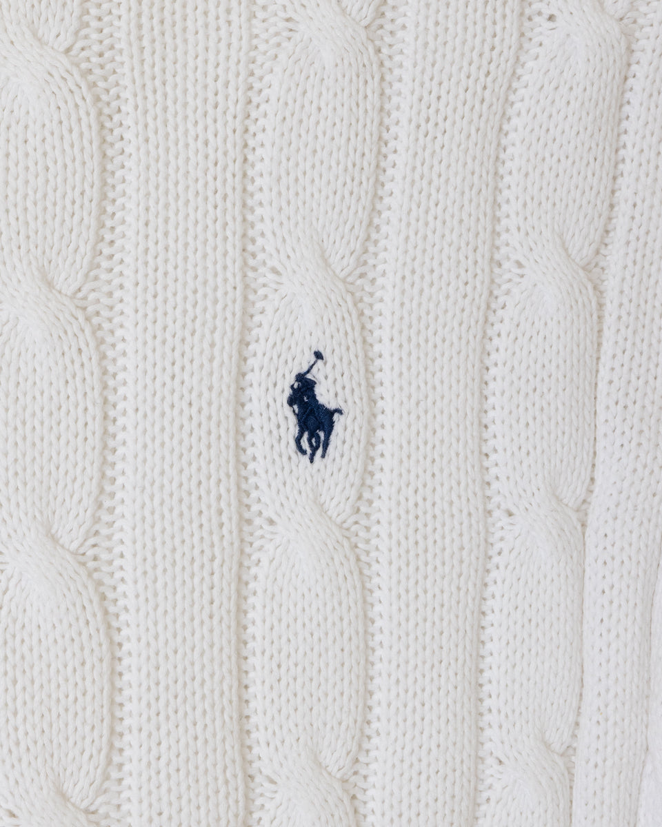 RL White Cable Knit Sweater & Navy Logo (S)