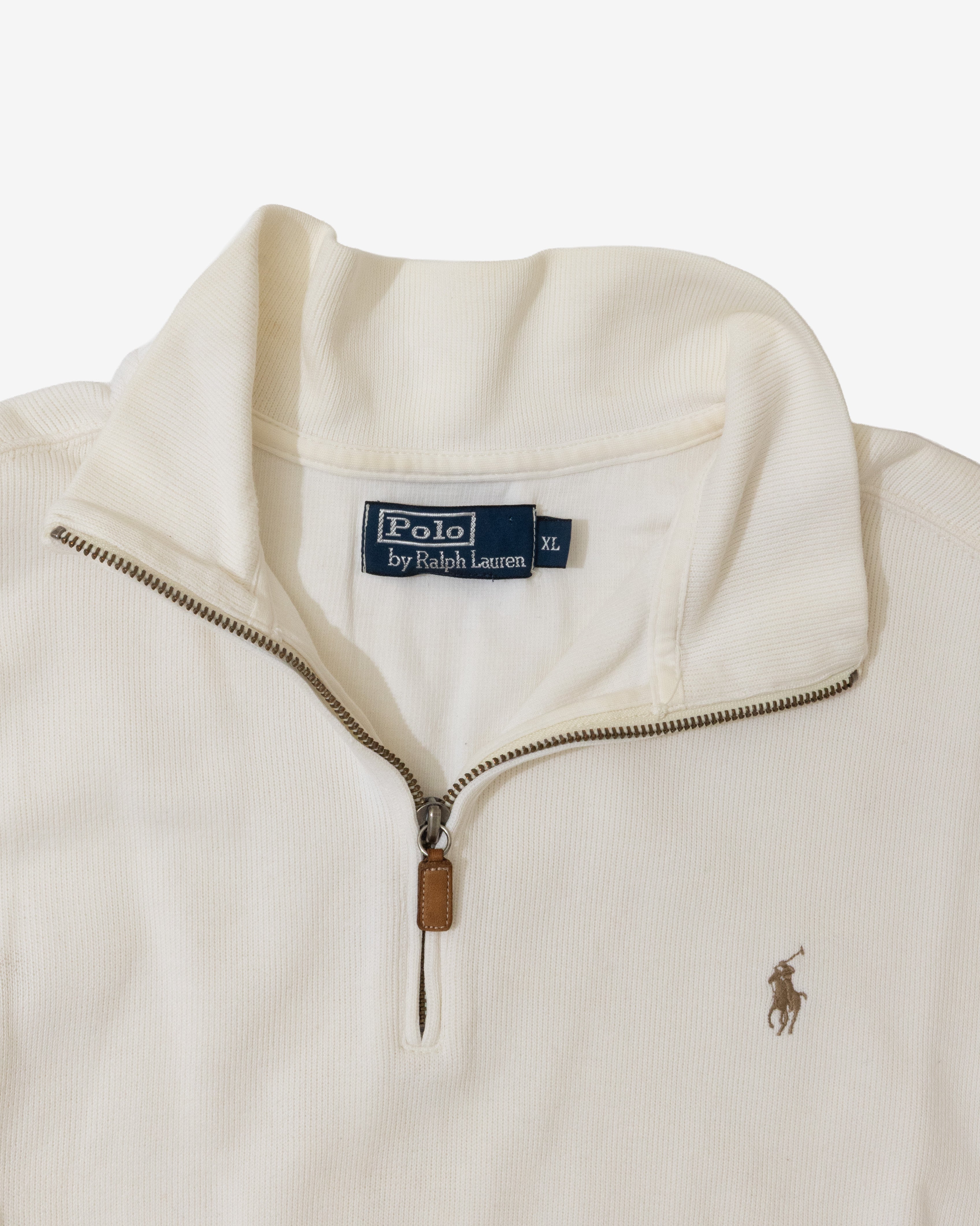 RL White Half-Zip Sweater & Tan Logo (XL)