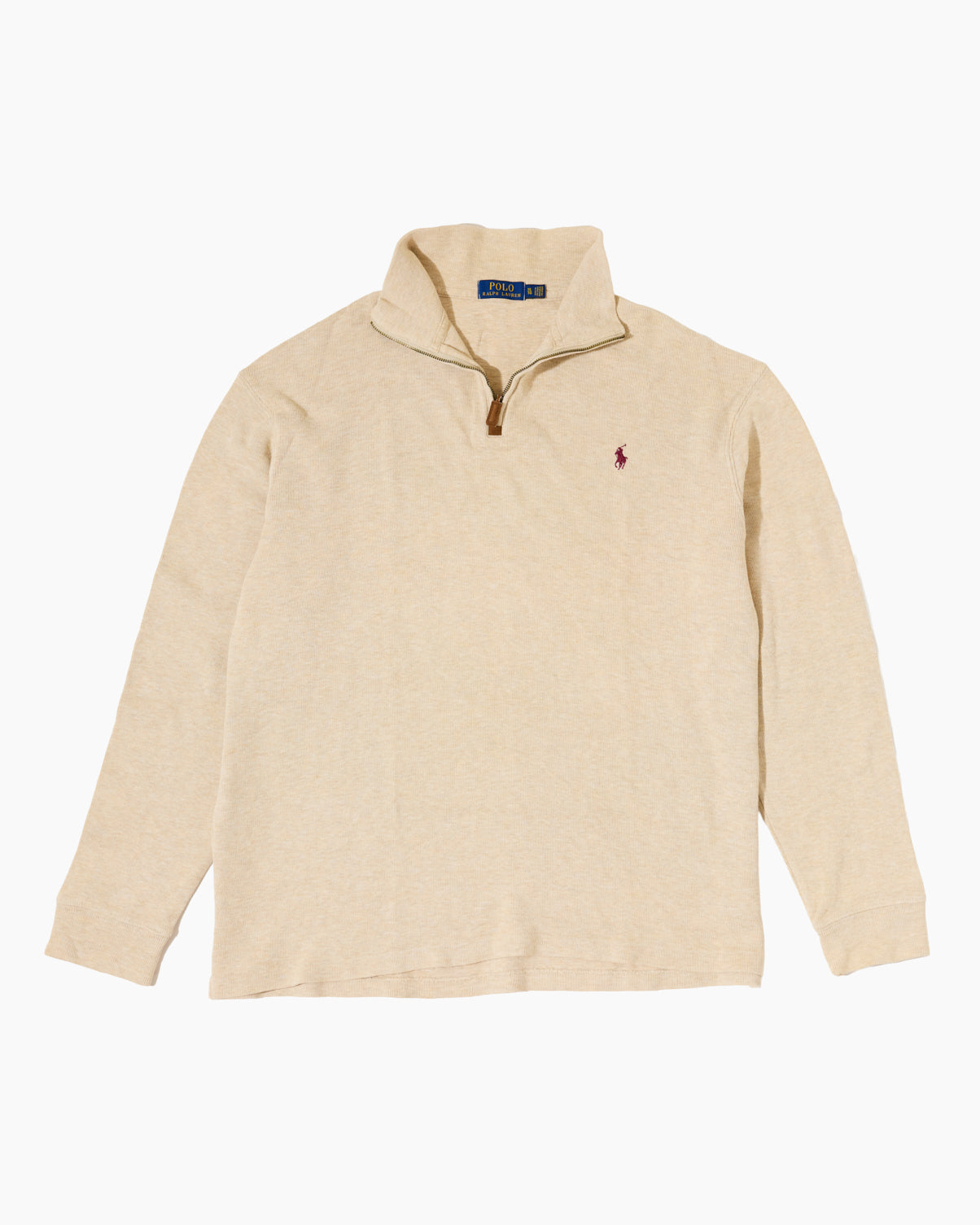 RL Beige Quarter-Zip & Red Logo