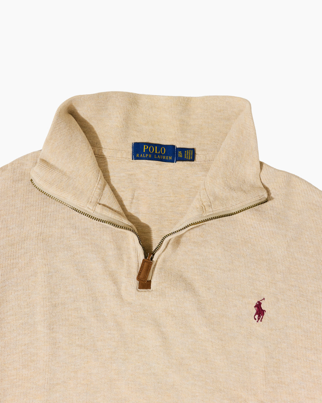 RL Beige Quarter-Zip & Red Logo