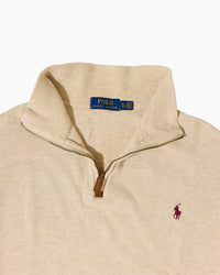 RL Beige Quarter-Zip & Red Logo