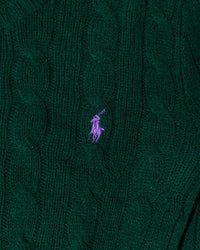 RL Forest Green Cable Knit Sweater & Purple Logo
