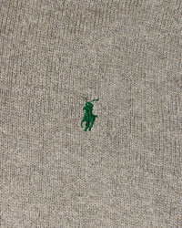 RL Grey Quarter-Zip Knit Sweater & Green Logo