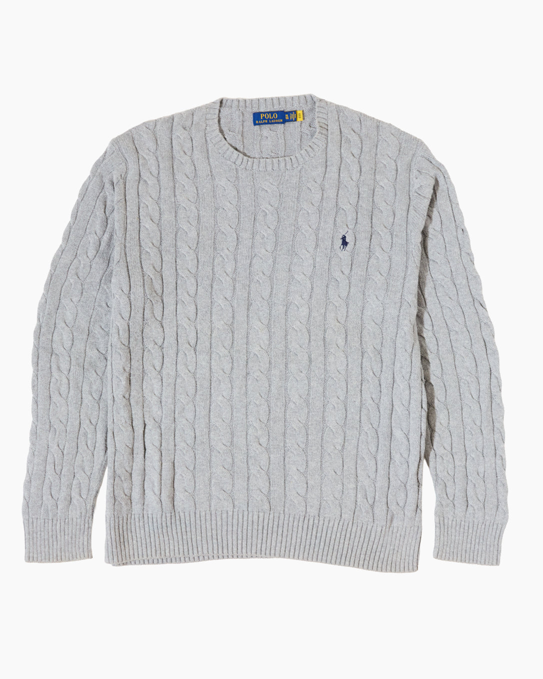RL Grey Cable Knit Sweater & Navy Logo