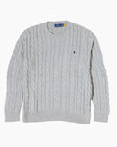 RL Grey Cable Knit Sweater & Navy Logo