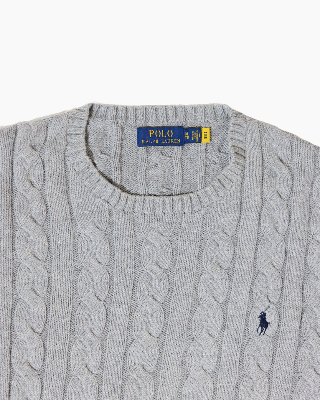 RL Grey Cable Knit Sweater & Navy Logo