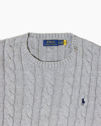RL Grey Cable Knit Sweater & Navy Logo