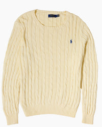 RL Cream Cable Knit Sweater & Navy Logo