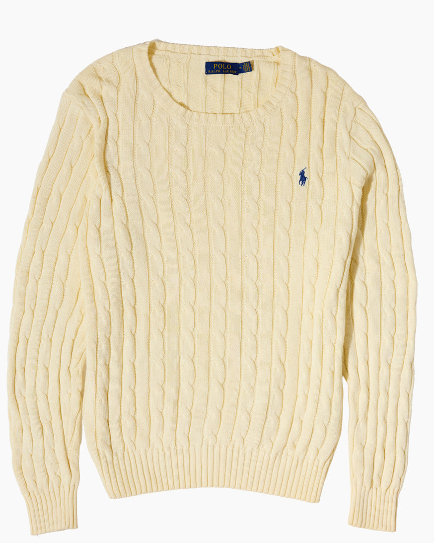 RL Cream Cable Knit Sweater & Navy Logo